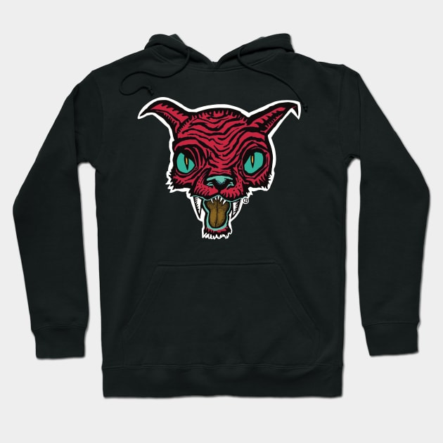 Red Bad Cat Hoodie by Art from the Blue Room